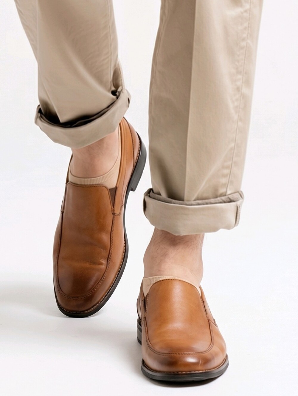 Rockport Men’s Tan Leather Slip-On Loafers Tobacco Cognac Color